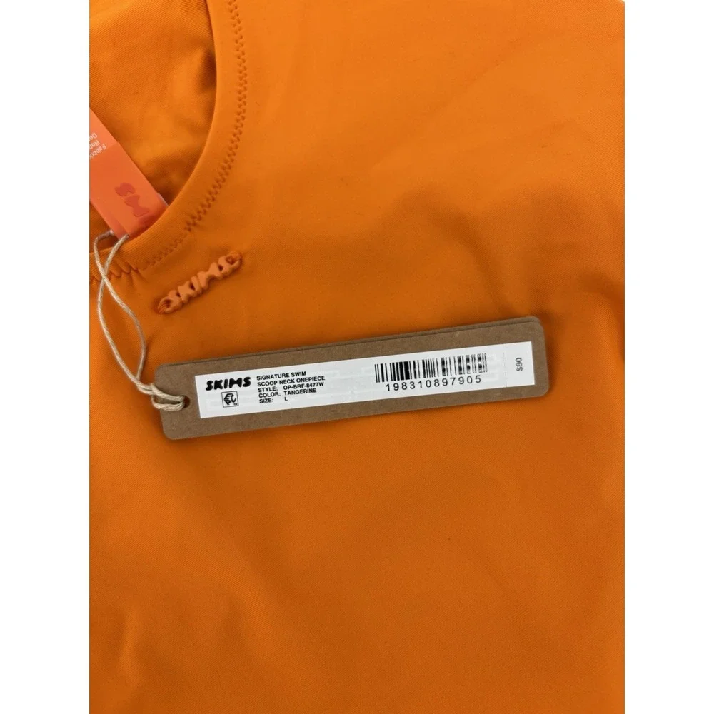 NWT SKIMS Signature Swim Scoop Neck One Piece Swimsuit Sz L Tangerine